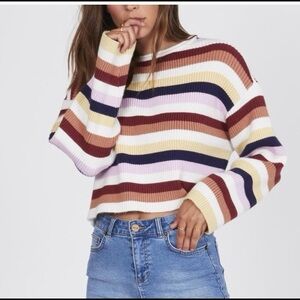 NWT Amuse Society Bahia Cropped Striped Knit Sweater